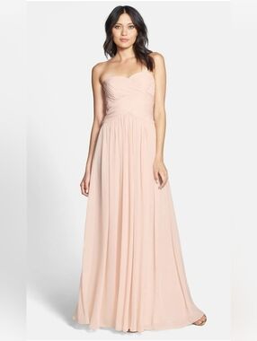 JS Boutique Strapless Ruched Chiffon Gown